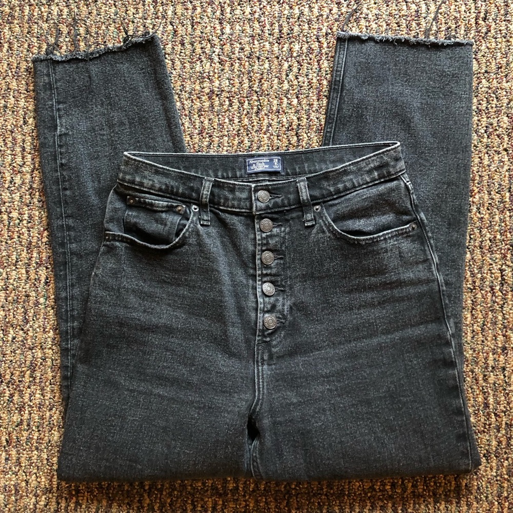 Abercrombie and Fitch ultra high rise straight black jeans